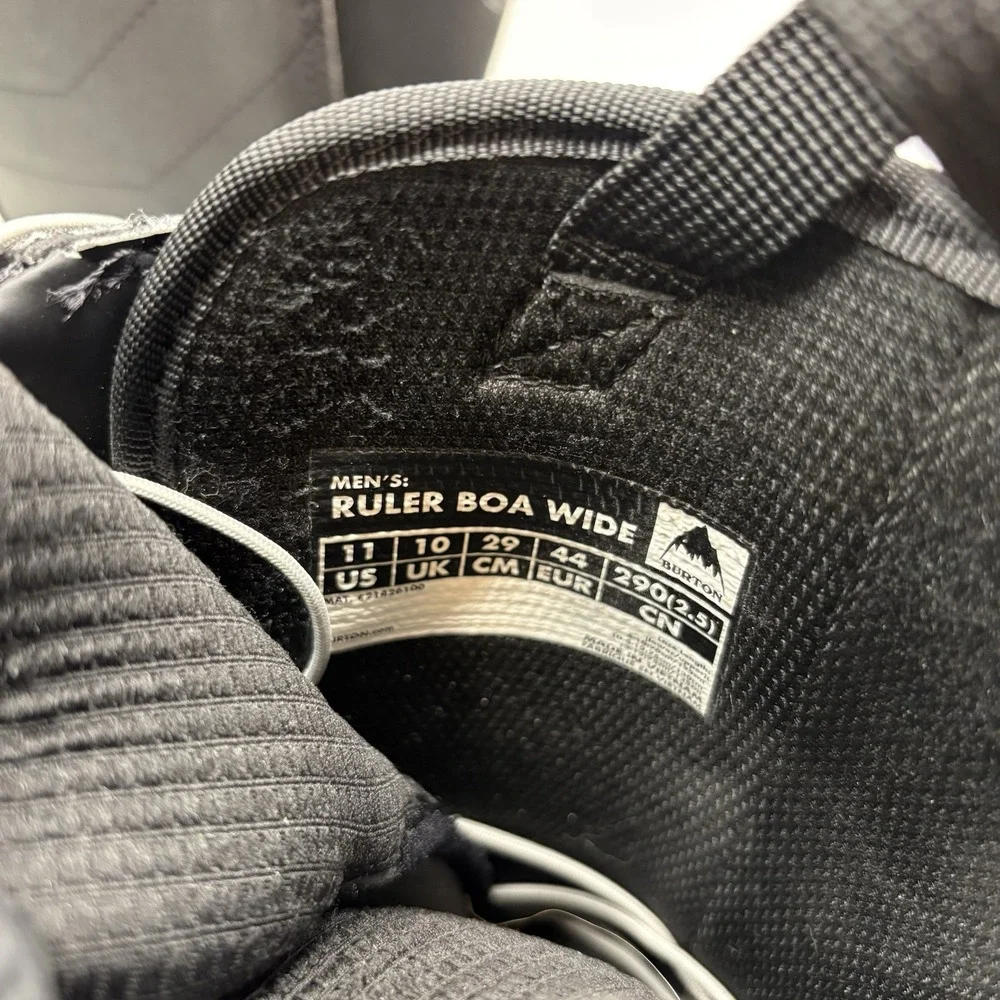 Burton Ruler BOA Wide Snowboard Boots Black Men's Size 11